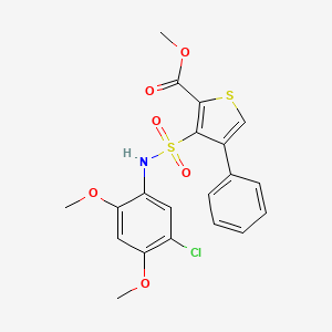 molecular formula C20H18ClNO6S2 B2964590 Methyl 3-[(5-chloro-2,4-dimethoxyphenyl)sulfamoyl]-4-phenylthiophene-2-carboxylate CAS No. 899725-02-1