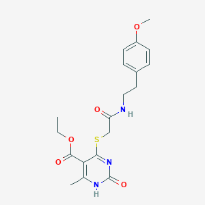 molecular formula C19H23N3O5S B2964656 ethyl 4-[({[2-(4-methoxyphenyl)ethyl]carbamoyl}methyl)sulfanyl]-6-methyl-2-oxo-1,2-dihydropyrimidine-5-carboxylate CAS No. 899727-13-0
