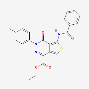 molecular formula C23H19N3O4S B2964668 Ethyl 5-benzamido-4-oxo-3-(p-tolyl)-3,4-dihydrothieno[3,4-d]pyridazine-1-carboxylate CAS No. 851948-02-2
