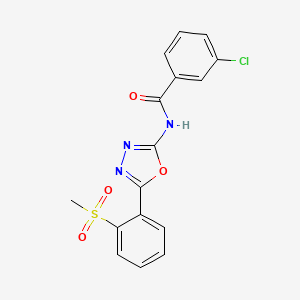 3-chloro-N-[5-(2-methylsulfonylphenyl)-1,3,4-oxadiazol-2-yl]benzamide