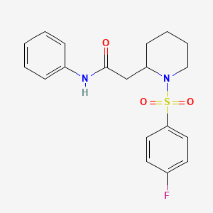 molecular formula C19H21FN2O3S B2964715 2-[1-(4-fluorobenzenesulfonyl)piperidin-2-yl]-N-phenylacetamide CAS No. 1021118-95-5