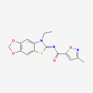 molecular formula C15H13N3O4S B2964758 N-(7-ethyl-[1,3]dioxolo[4,5-f][1,3]benzothiazol-6-ylidene)-3-methyl-1,2-oxazole-5-carboxamide CAS No. 946334-62-9
