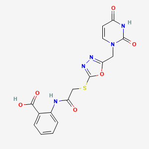 2-(2-((5-((2,4-dioxo-3,4-dihydropyrimidin-1(2H)-yl)methyl)-1,3,4-oxadiazol-2-yl)thio)acetamido)benzoic acid