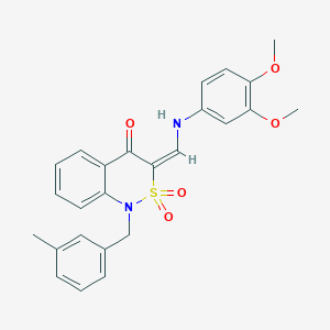 (3E)-3-{[(3,4-dimethoxyphenyl)amino]methylene}-1-(3-methylbenzyl)-1H-2,1-benzothiazin-4(3H)-one 2,2-dioxide