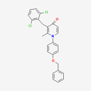 molecular formula C26H21Cl2NO2 B2964850 3-[(2,6-Dichlorophenyl)methyl]-2-methyl-1-(4-phenylmethoxyphenyl)pyridin-4-one CAS No. 339017-25-3