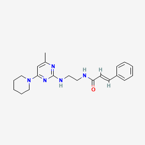 molecular formula C21H27N5O B2964851 N-(2-((4-methyl-6-(piperidin-1-yl)pyrimidin-2-yl)amino)ethyl)cinnamamide CAS No. 1203438-45-2