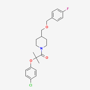 2-(4-Chlorophenoxy)-1-(4-(((4-fluorobenzyl)oxy)methyl)piperidin-1-yl)-2-methylpropan-1-one