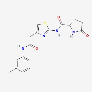 molecular formula C17H18N4O3S B2964854 5-oxo-N-(4-(2-oxo-2-(m-tolylamino)ethyl)thiazol-2-yl)pyrrolidine-2-carboxamide CAS No. 1048677-66-2