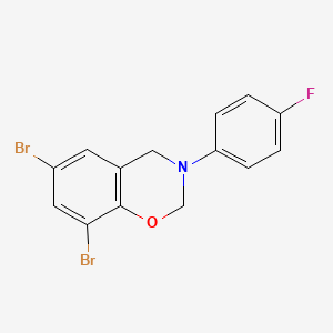 molecular formula C14H10Br2FNO B2964856 6,8-dibromo-3-(4-fluorophenyl)-3,4-dihydro-2H-1,3-benzoxazine CAS No. 478040-89-0