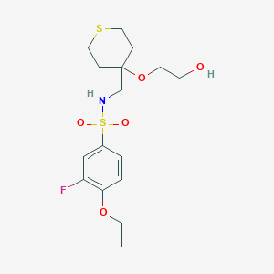 4-ethoxy-3-fluoro-N-((4-(2-hydroxyethoxy)tetrahydro-2H-thiopyran-4-yl)methyl)benzenesulfonamide