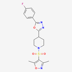 2-(1-((3,5-Dimethylisoxazol-4-yl)sulfonyl)piperidin-4-yl)-5-(4-fluorophenyl)-1,3,4-oxadiazole