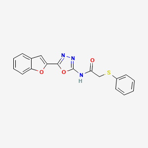 molecular formula C18H13N3O3S B2964964 N-(5-(benzofuran-2-yl)-1,3,4-oxadiazol-2-yl)-2-(phenylthio)acetamide CAS No. 922099-71-6