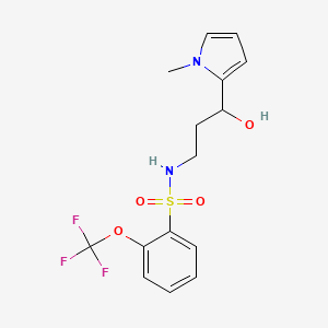 molecular formula C15H17F3N2O4S B2964970 N-(3-hydroxy-3-(1-methyl-1H-pyrrol-2-yl)propyl)-2-(trifluoromethoxy)benzenesulfonamide CAS No. 1798488-78-4