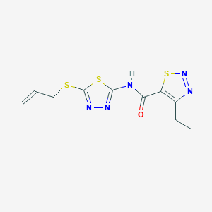 molecular formula C10H11N5OS3 B2965024 N-(5-(allylthio)-1,3,4-thiadiazol-2-yl)-4-ethyl-1,2,3-thiadiazole-5-carboxamide CAS No. 899979-27-2