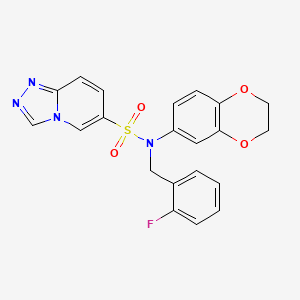 molecular formula C21H17FN4O4S B2965025 N-(2,3-dihydro-1,4-benzodioxin-6-yl)-N-[(2-fluorophenyl)methyl]-[1,2,4]triazolo[4,3-a]pyridine-6-sulfonamide CAS No. 1251633-21-2