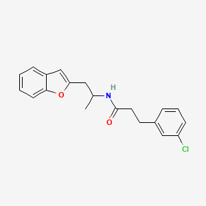 molecular formula C20H20ClNO2 B2965037 N-[1-(1-benzofuran-2-yl)propan-2-yl]-3-(3-chlorophenyl)propanamide CAS No. 2034305-12-7