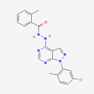 molecular formula C20H17ClN6O B2965055 N'-[1-(5-chloro-2-methylphenyl)-1H-pyrazolo[3,4-d]pyrimidin-4-yl]-2-methylbenzohydrazide CAS No. 881082-35-5