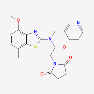 2-(2,5-dioxopyrrolidin-1-yl)-N-(4-methoxy-7-methylbenzo[d]thiazol-2-yl)-N-(pyridin-3-ylmethyl)acetamide