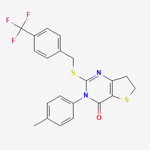 3-(4-Methylphenyl)-2-[[4-(trifluoromethyl)phenyl]methylsulfanyl]-6,7-dihydrothieno[3,2-d]pyrimidin-4-one
