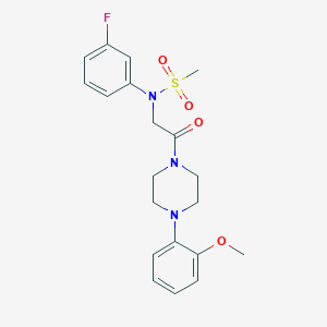 molecular formula C20H24FN3O4S B296508 N-(3-fluorophenyl)-N-[2-[4-(2-methoxyphenyl)piperazin-1-yl]-2-oxoethyl]methanesulfonamide 