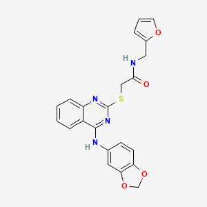 2-((4-(benzo[d][1,3]dioxol-5-ylamino)quinazolin-2-yl)thio)-N-(furan-2-ylmethyl)acetamide