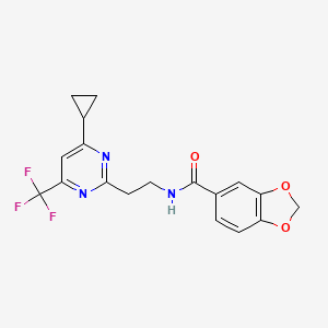 N-(2-(4-cyclopropyl-6-(trifluoromethyl)pyrimidin-2-yl)ethyl)benzo[d][1,3]dioxole-5-carboxamide