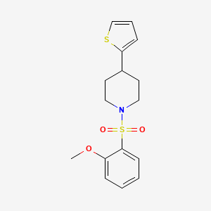 molecular formula C16H19NO3S2 B2965105 1-((2-Methoxyphenyl)sulfonyl)-4-(thiophen-2-yl)piperidine CAS No. 1396767-75-1