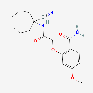 molecular formula C18H23N3O4 B2965109 2-[2-[(1-Cyanocycloheptyl)amino]-2-oxoethoxy]-4-methoxybenzamide CAS No. 1222915-19-6
