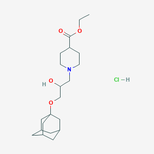 molecular formula C21H36ClNO4 B2965114 Ethyl 1-(3-((3s,5s,7s)-adamantan-1-yloxy)-2-hydroxypropyl)piperidine-4-carboxylate hydrochloride CAS No. 1185481-52-0