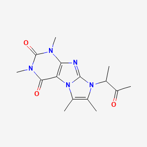 molecular formula C15H19N5O3 B2965121 2,4,7,8-Tetramethyl-6-(3-oxobutan-2-yl)purino[7,8-a]imidazole-1,3-dione CAS No. 878735-95-6