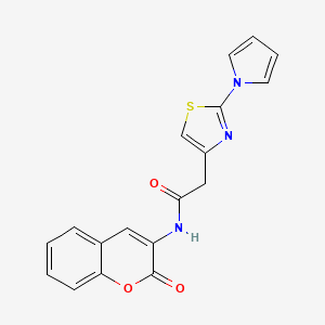 molecular formula C18H13N3O3S B2965125 2-(2-(1H-pyrrol-1-yl)thiazol-4-yl)-N-(2-oxo-2H-chromen-3-yl)acetamide CAS No. 1171210-32-4