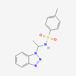 molecular formula C15H16N4O2S B2965128 N-[1-(1H-1,2,3-Benzotriazol-1-yl)ethyl]-4-methylbenzene-1-sulfonamide CAS No. 188564-47-8