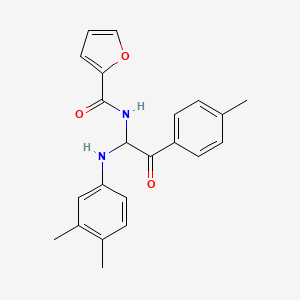 molecular formula C22H22N2O3 B2965131 N-[1-[(3,4-Dimethylphenyl)amino]-2-(4-methylphenyl)-2-oxoethyl]-2-furancarboxamide CAS No. 425645-97-2