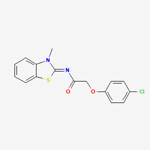 2-(4-chlorophenoxy)-N-(3-methyl-1,3-benzothiazol-2-ylidene)acetamide