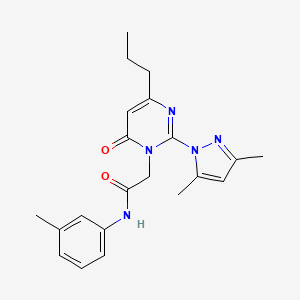 molecular formula C21H25N5O2 B2965139 2-(2-(3,5-dimethyl-1H-pyrazol-1-yl)-6-oxo-4-propylpyrimidin-1(6H)-yl)-N-(m-tolyl)acetamide CAS No. 1002430-93-4