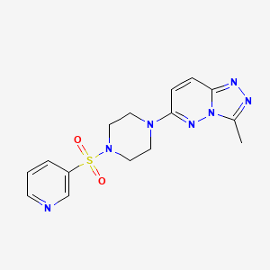 molecular formula C15H17N7O2S B2965140 3-Methyl-6-(4-(pyridin-3-ylsulfonyl)piperazin-1-yl)-[1,2,4]triazolo[4,3-b]pyridazine CAS No. 1021090-17-4