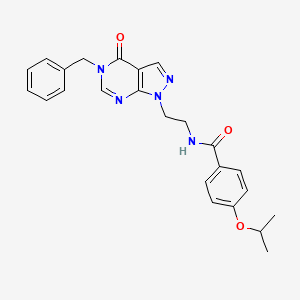 molecular formula C24H25N5O3 B2965141 N-(2-(5-benzyl-4-oxo-4,5-dihydro-1H-pyrazolo[3,4-d]pyrimidin-1-yl)ethyl)-4-isopropoxybenzamide CAS No. 921911-03-7