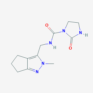 molecular formula C12H17N5O2 B2965145 N-((2-methyl-2,4,5,6-tetrahydrocyclopenta[c]pyrazol-3-yl)methyl)-2-oxoimidazolidine-1-carboxamide CAS No. 2034453-50-2