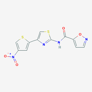 molecular formula C11H6N4O4S2 B2965183 N-(4-(4-nitrothiophen-2-yl)thiazol-2-yl)isoxazole-5-carboxamide CAS No. 941868-99-1