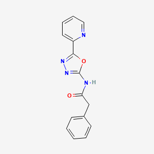 molecular formula C15H12N4O2 B2965187 2-phenyl-N-(5-pyridin-2-yl-1,3,4-oxadiazol-2-yl)acetamide CAS No. 862809-74-3