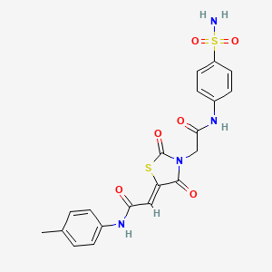 molecular formula C20H18N4O6S2 B2965188 (Z)-2-(2,4-dioxo-3-(2-oxo-2-((4-sulfamoylphenyl)amino)ethyl)thiazolidin-5-ylidene)-N-(p-tolyl)acetamide CAS No. 1942846-73-2