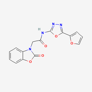 molecular formula C15H10N4O5 B2965191 N-(5-(furan-2-yl)-1,3,4-oxadiazol-2-yl)-2-(2-oxobenzo[d]oxazol-3(2H)-yl)acetamide CAS No. 1203318-02-8