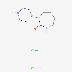 molecular formula C10H21Cl2N3O B2965194 3-Piperazin-1-ylazepan-2-one;dihydrochloride CAS No. 2305253-25-0