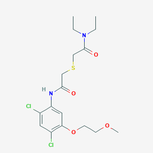 molecular formula C17H24Cl2N2O4S B2965202 2-({2-[2,4-dichloro-5-(2-methoxyethoxy)anilino]-2-oxoethyl}sulfanyl)-N,N-diethylacetamide CAS No. 341965-06-8