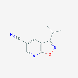 molecular formula C10H9N3O B2965203 3-(丙烷-2-基)-[1,2]恶唑并[5,4-b]吡啶-5-甲腈 CAS No. 1782796-43-3
