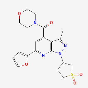 molecular formula C20H22N4O5S B2965206 (1-(1,1-dioxidotetrahydrothiophen-3-yl)-6-(furan-2-yl)-3-methyl-1H-pyrazolo[3,4-b]pyridin-4-yl)(morpholino)methanone CAS No. 1021250-96-3