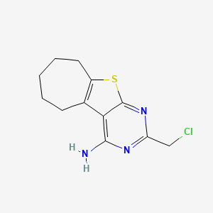 molecular formula C12H14ClN3S B2965215 2-(chloromethyl)-6,7,8,9-tetrahydro-5H-cyclohepta[4,5]thieno[2,3-d]pyrimidin-4-amine CAS No. 877964-68-6