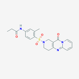 molecular formula C21H22N4O4S B2965242 N-[3-methyl-4-[(2-oxo-1,5,9-triazatricyclo[8.4.0.03,8]tetradeca-3(8),9,11,13-tetraen-5-yl)sulfonyl]phenyl]propanamide CAS No. 2034266-72-1