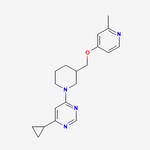 B2965320 4-Cyclopropyl-6-[3-[(2-methylpyridin-4-yl)oxymethyl]piperidin-1-yl]pyrimidine CAS No. 2379975-34-3