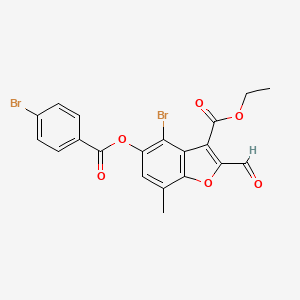 molecular formula C20H14Br2O6 B2965321 ETHYL 4-BROMO-5-(4-BROMOBENZOYLOXY)-2-FORMYL-7-METHYL-1-BENZOFURAN-3-CARBOXYLATE CAS No. 324538-81-0